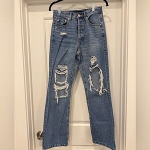 Aeropostale Blue Ripped Straight Leg Jeans